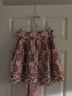 Pink Eyelet Lace With rhinestone Hostess Apron